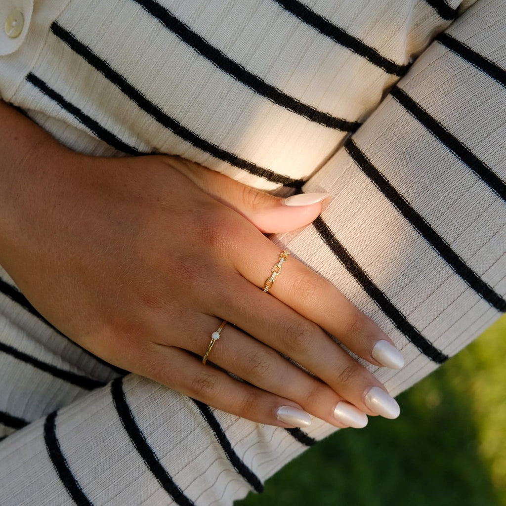 18K Gold Plated Chain Link Statement Ring