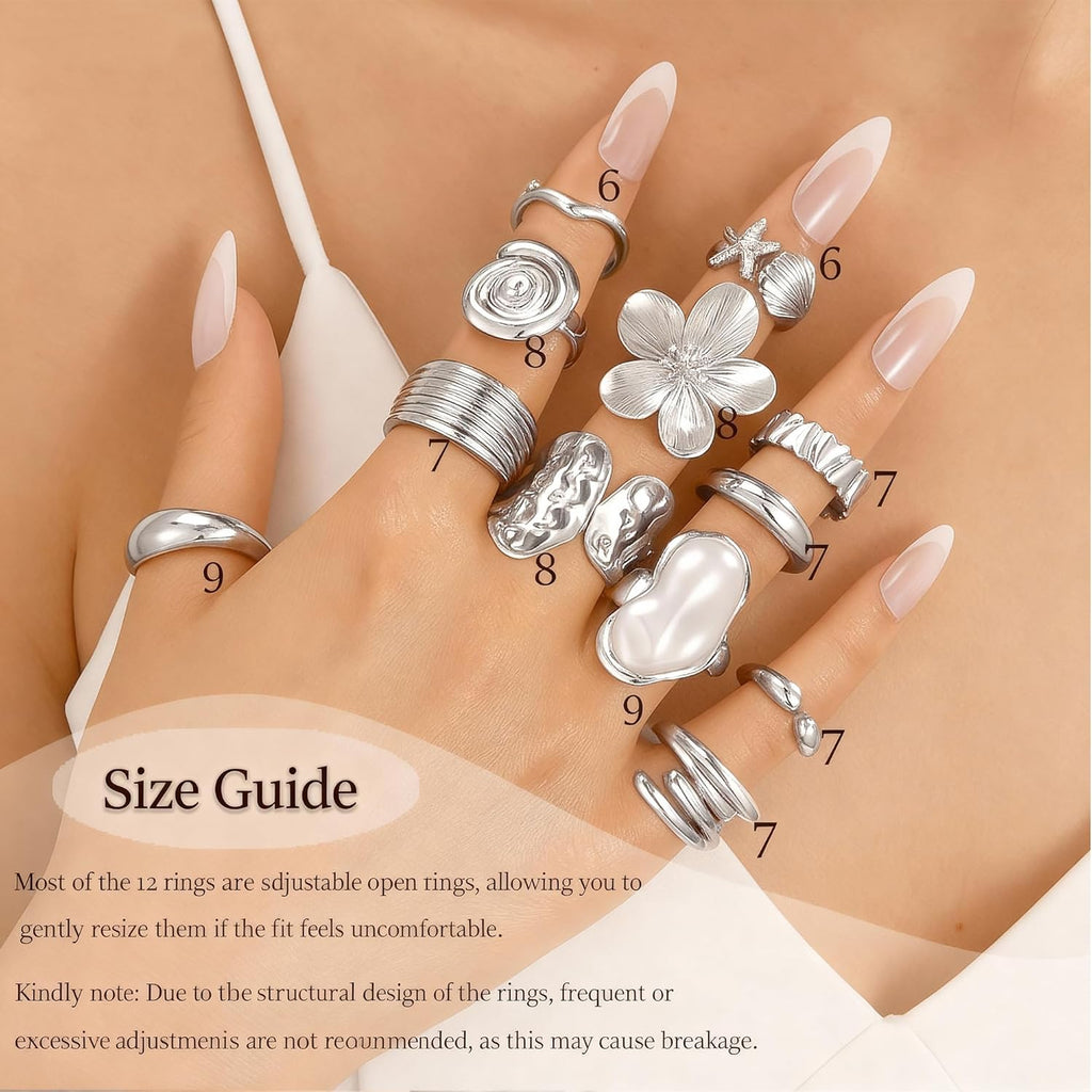 12 PCS Chunky Gold Rings for Women
