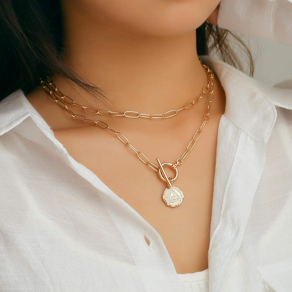 14K Gold Plated Vintage Evil Eye Queen Elizabeth