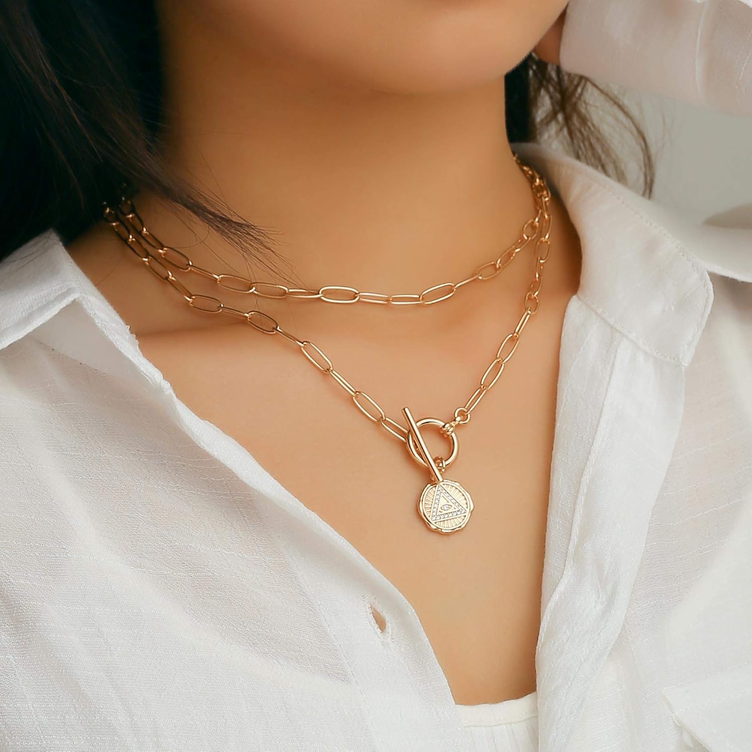 14K Gold Plated Vintage Evil Eye Queen Elizabeth