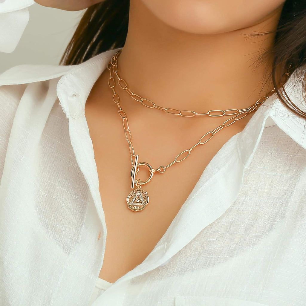 14K Gold Plated Vintage Evil Eye Queen Elizabeth