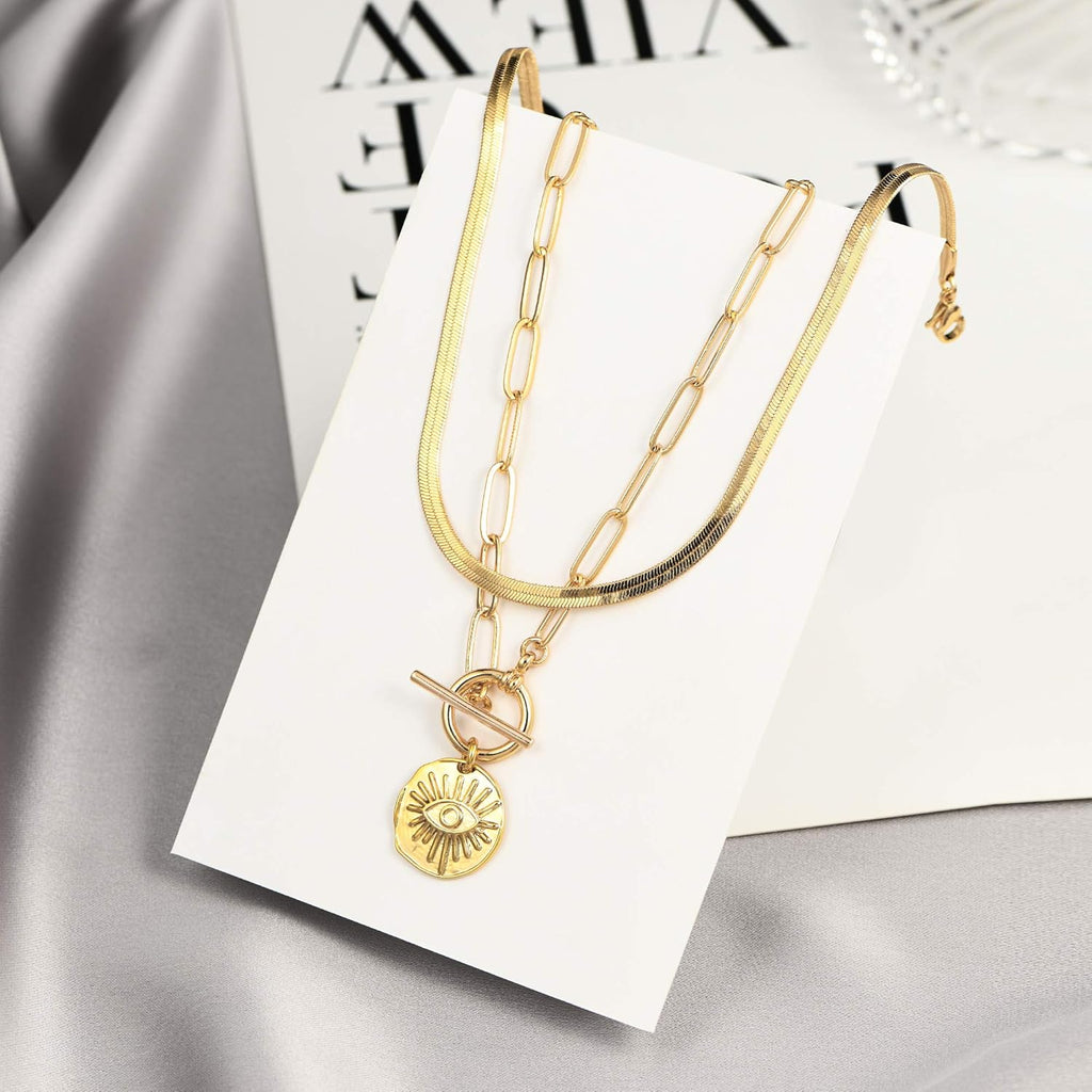 14K Gold Plated Vintage Evil Eye Queen Elizabeth