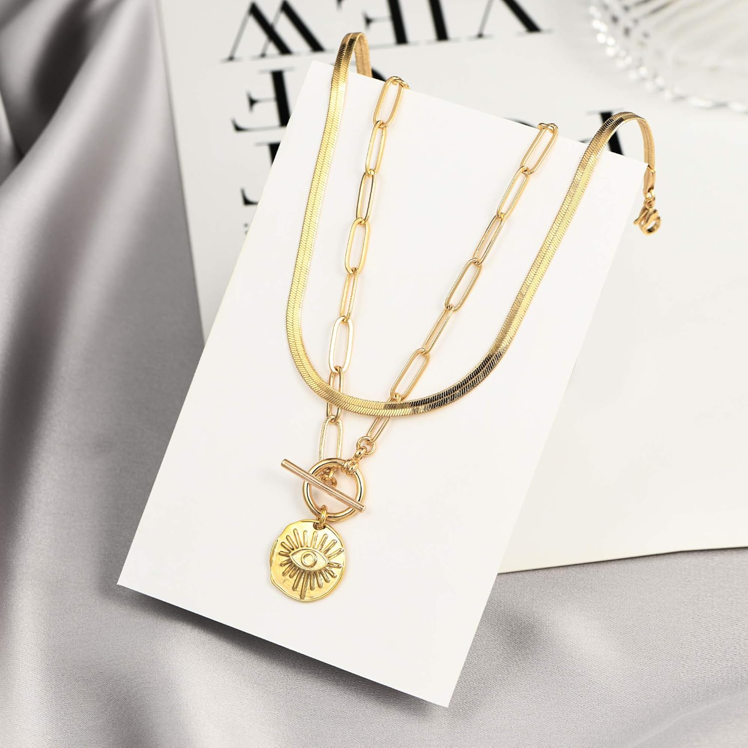 14K Gold Plated Vintage Evil Eye Queen Elizabeth