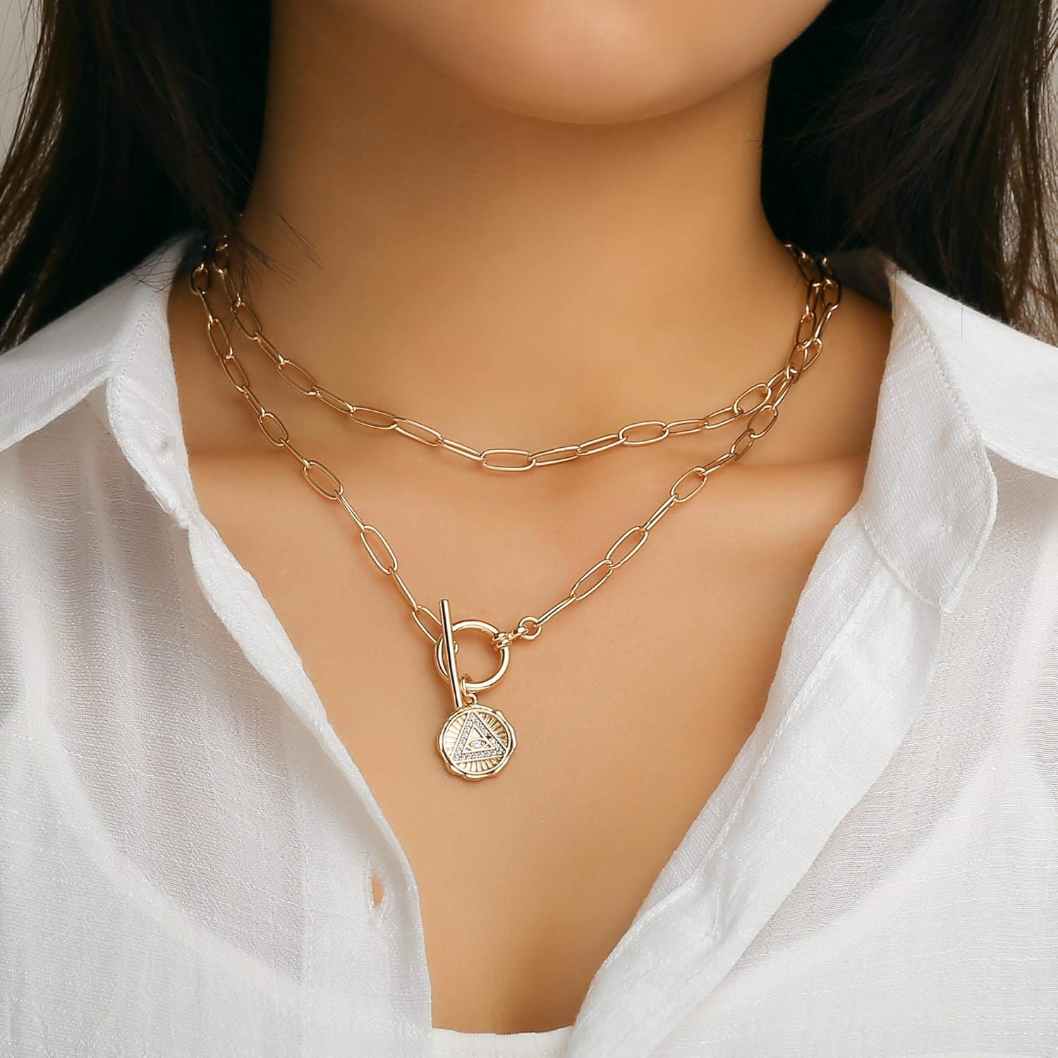 14K Gold Plated Vintage Evil Eye Queen Elizabeth