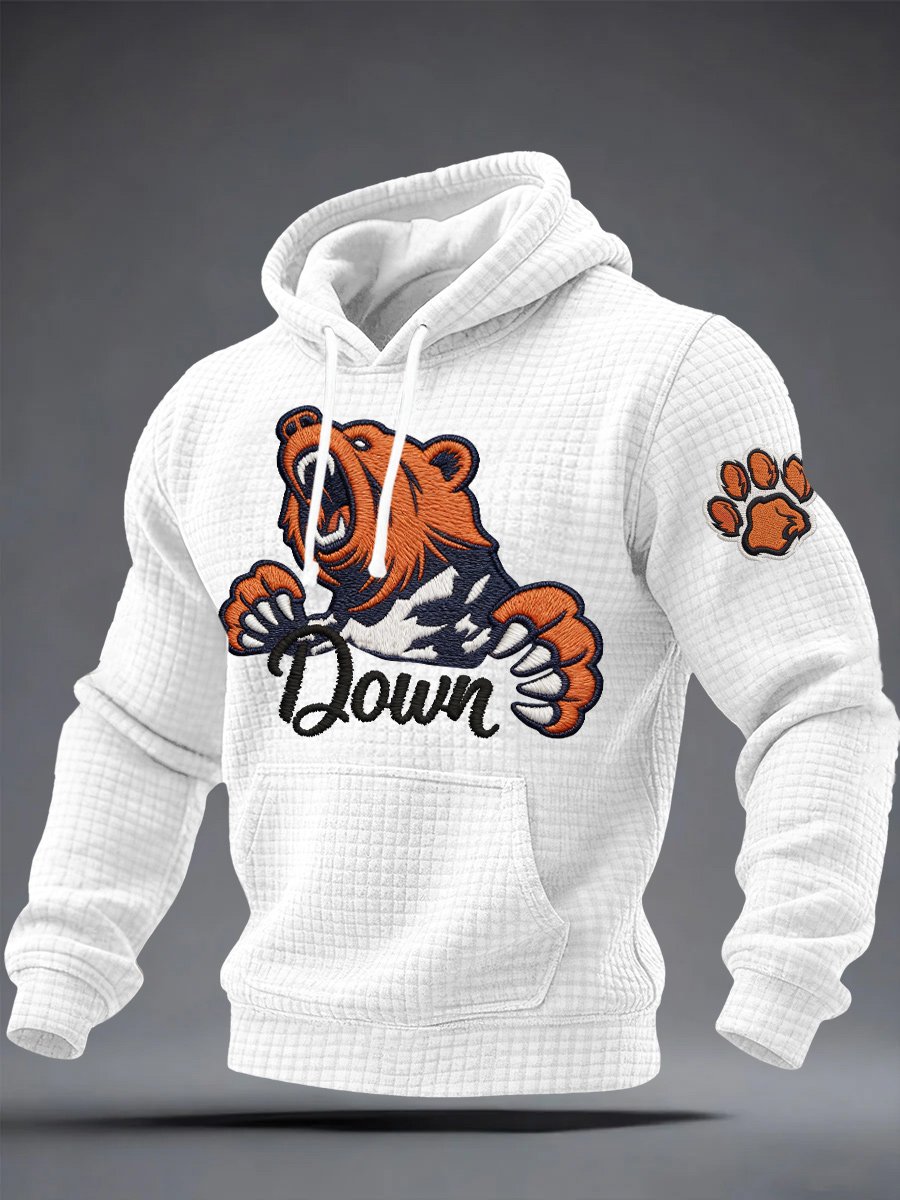 Men's Retro Bear Print Hoodie