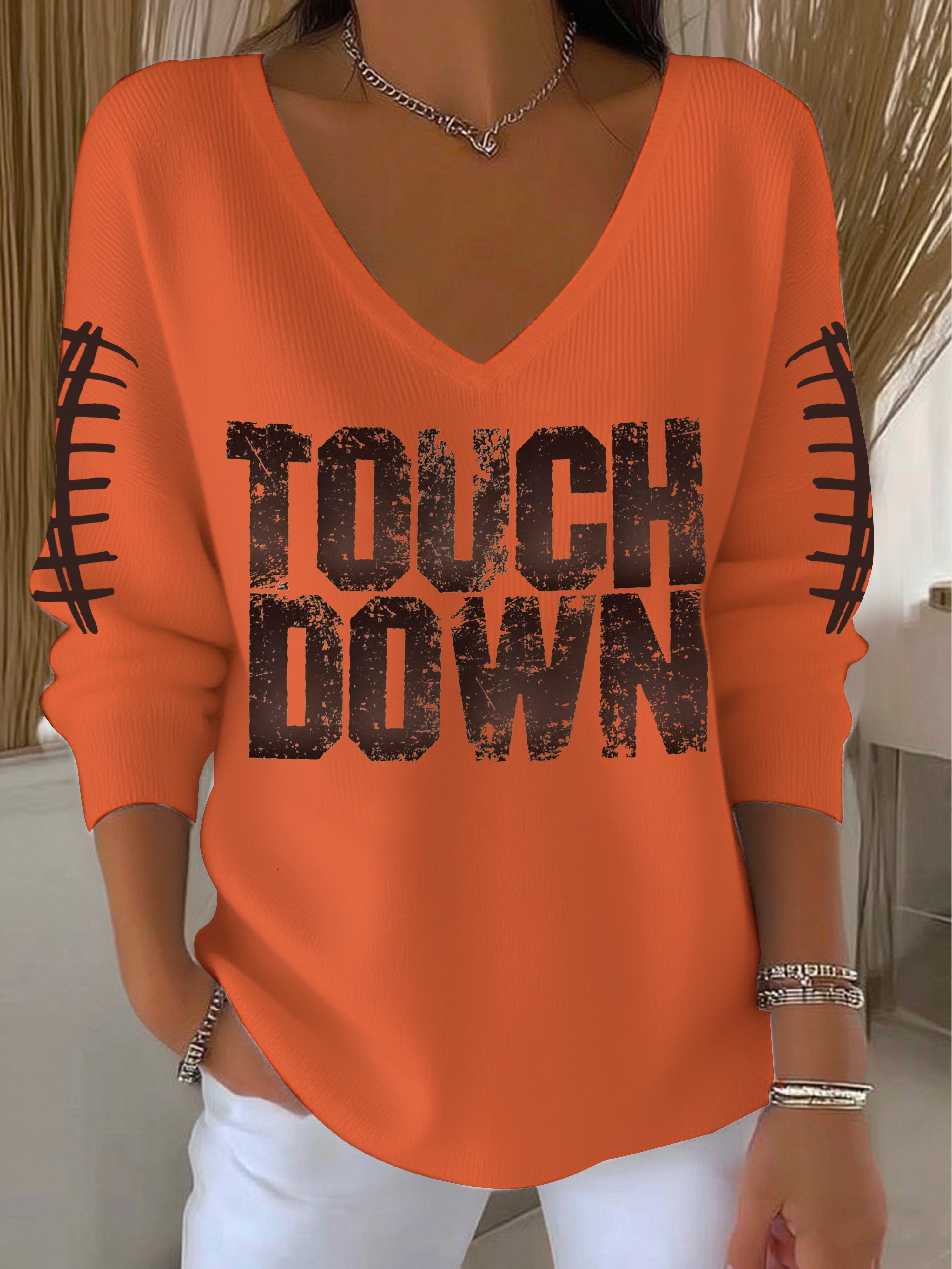Women's Autumn Touchdown Printed Casual Top