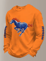 Men's Football Waffle Fabric Long-sleeved T-shirt