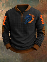 Men's rugby print jacquard zip-up sweatshirt