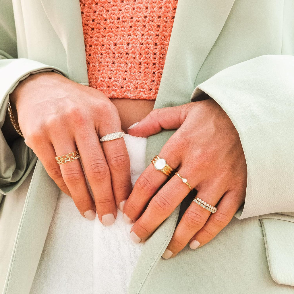 18K Gold Plated Chain Link Statement Ring