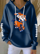 Women's Football Print Casual Hoodie