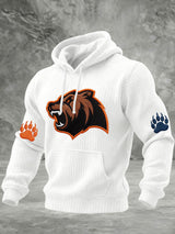 Men's Print Checkered Fabric Hooded Sweatshirt