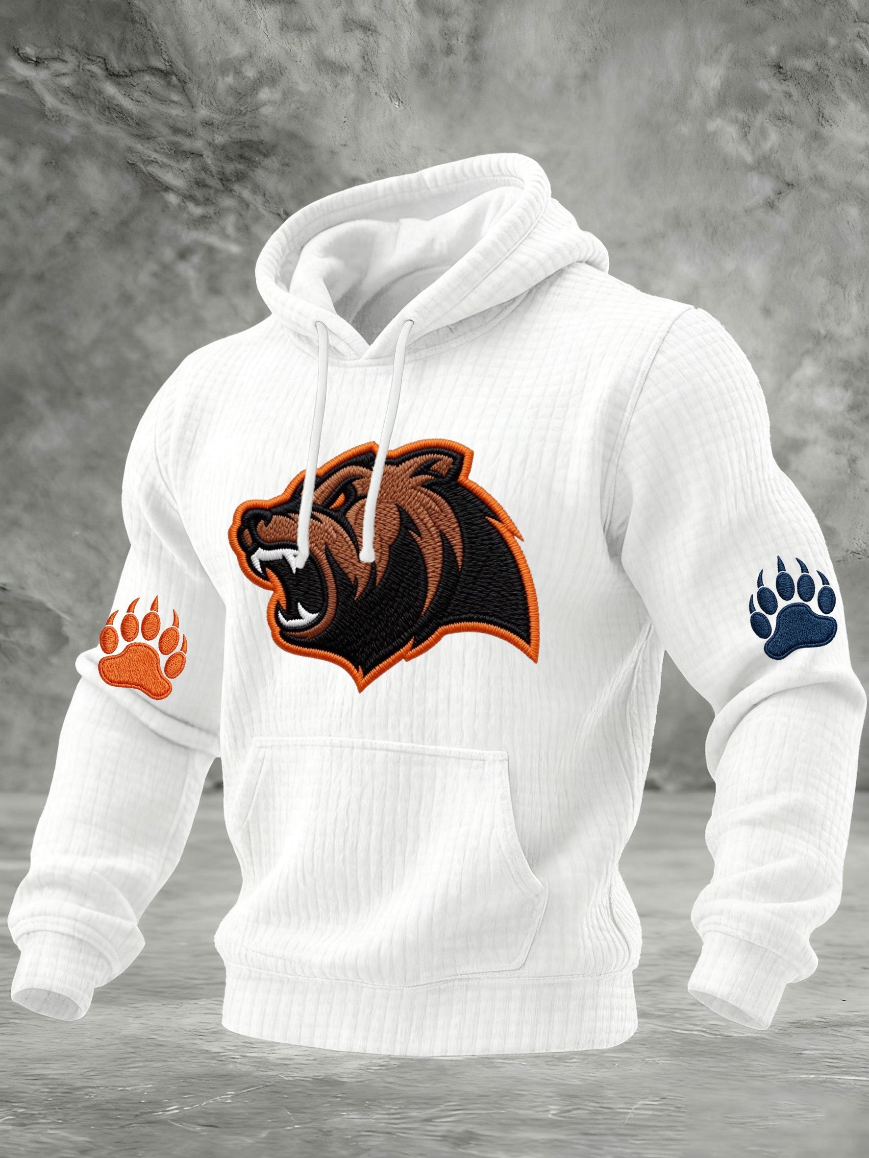 Men's Print Checkered Fabric Hooded Sweatshirt