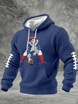 Men's Football Print Checkered Fabric Hooded Sweatshirt