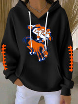 Women's Football Print Casual Hoodie
