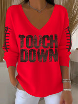 Women's Autumn Touchdown Printed Casual Top