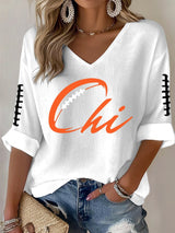 Women's Football print waffle T-shirt