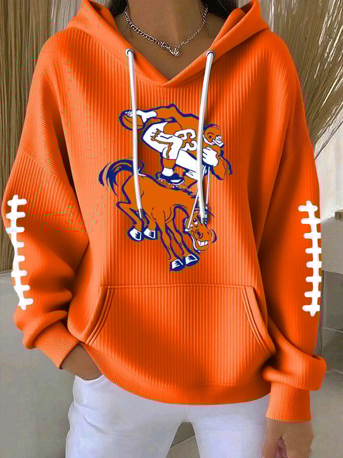 Women's Football Print Casual Hoodie