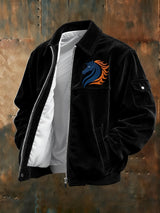 Men's rugby print corduroy casual jacket