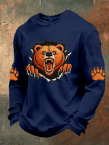 Men's Football Print Waffle Fabric Long-Sleeve T-Shirt