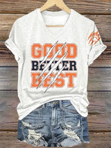 V-Neck Retro Good Better Best Print T-Shirt