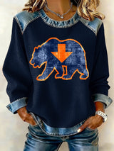 Retro Good Better Best Bear Down Print Sweatshirt