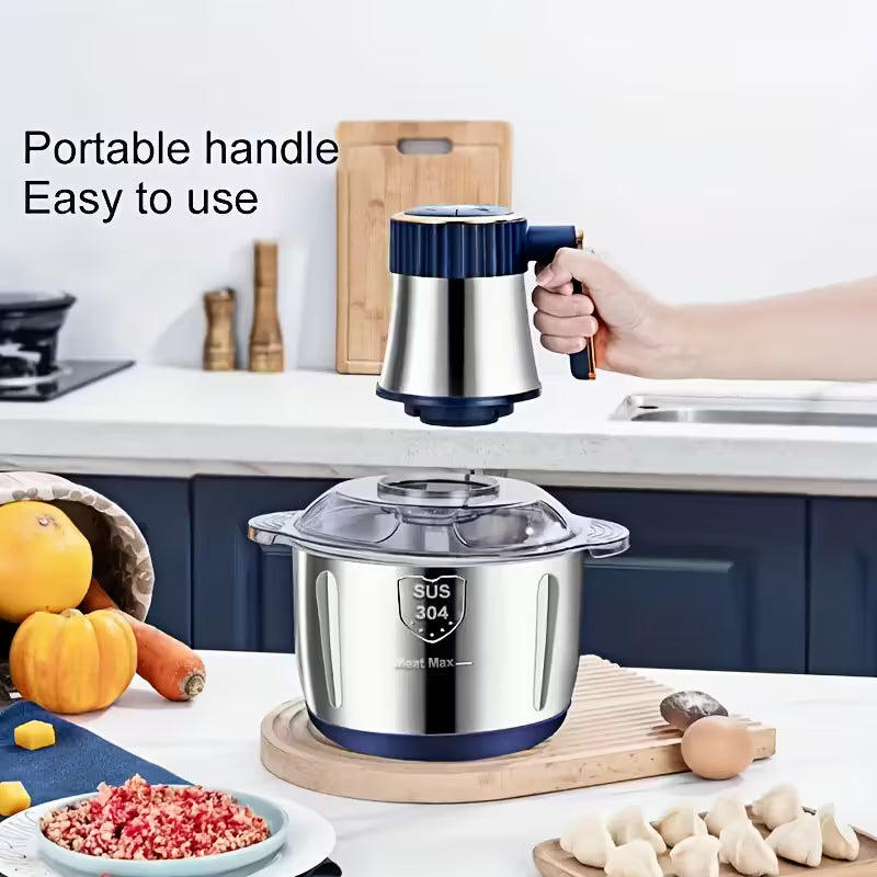 1.32gal Large Capacity Electric Food Processor & Meat Grinder - Heavy-Duty Stainless Steel Chopper with 40,000 RPM Motor, 5-Speed Settings, Bi-Level Blades, Vegetable Slicer for Kitchen - Compatible with Plug (for Vegetables, Fruits, Meat, Nuts)