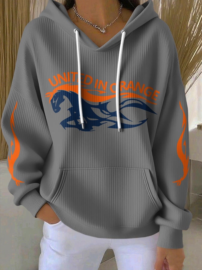 Women'S Casual Rugby Hooded Sweatshirt