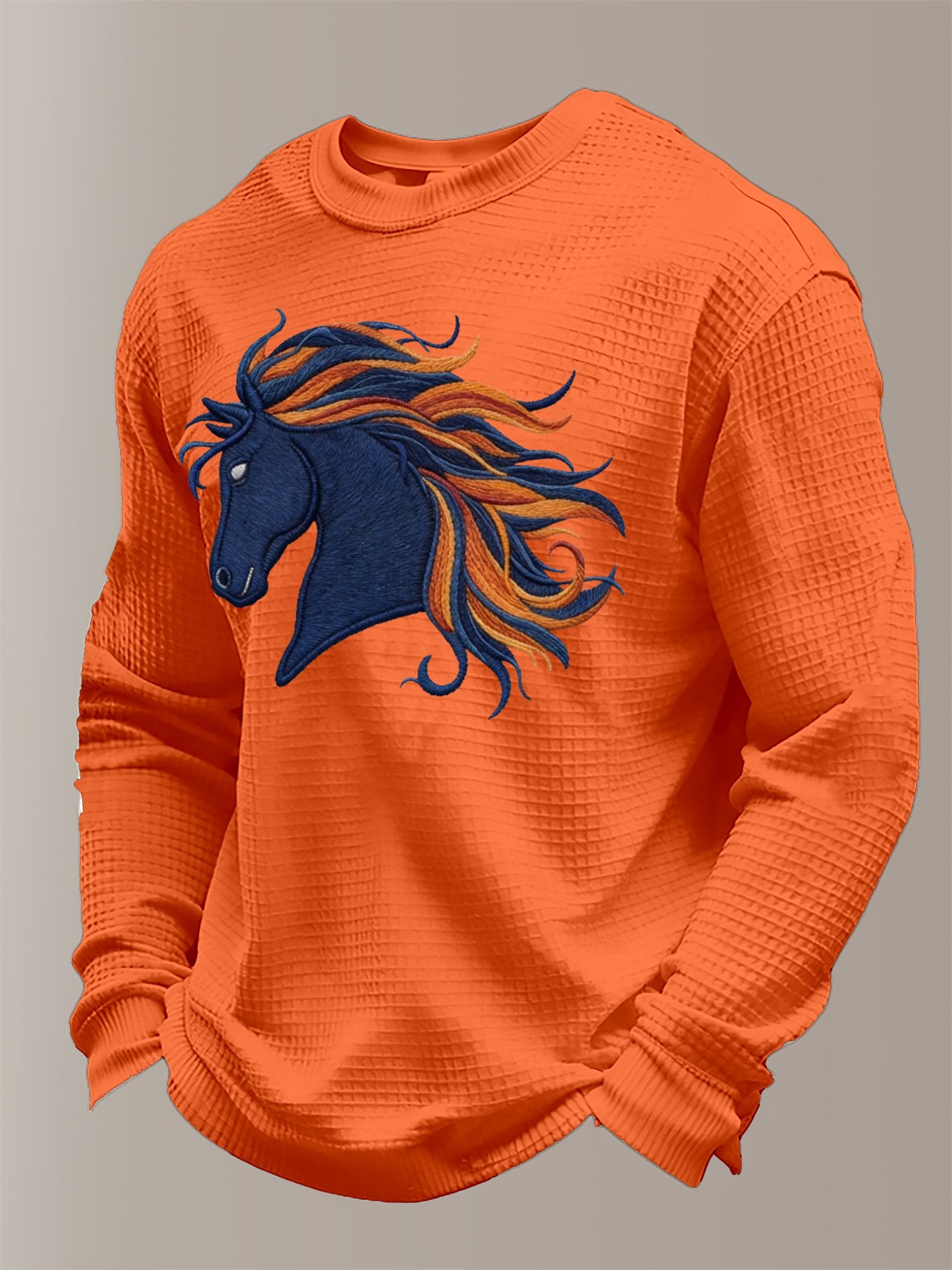 Men's Waffle Fabric Long-sleeved T-shirt