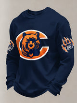 Men's Football Printed Casual Long-Sleeved Top