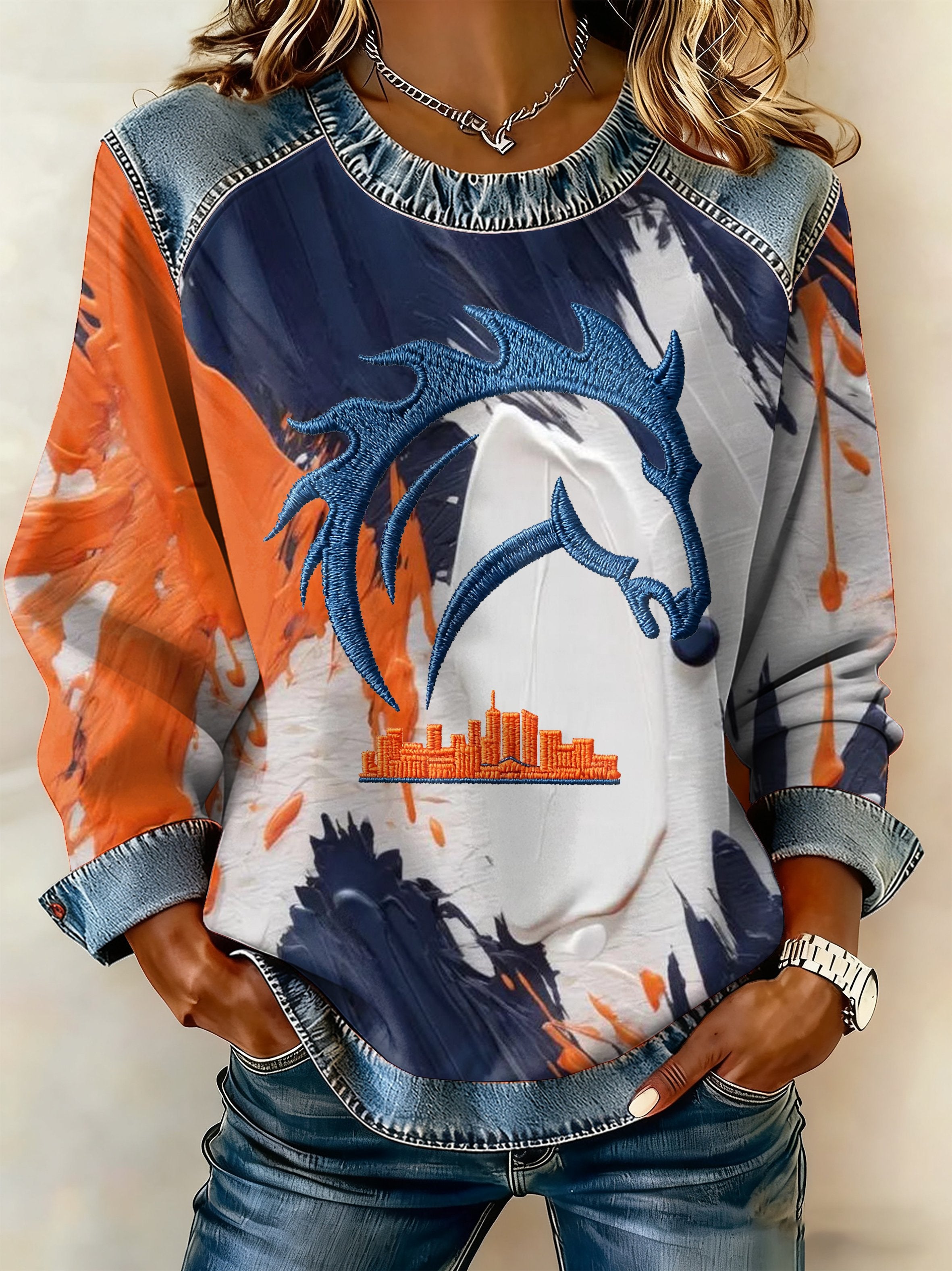 Women's Football Print Sweatshirt
