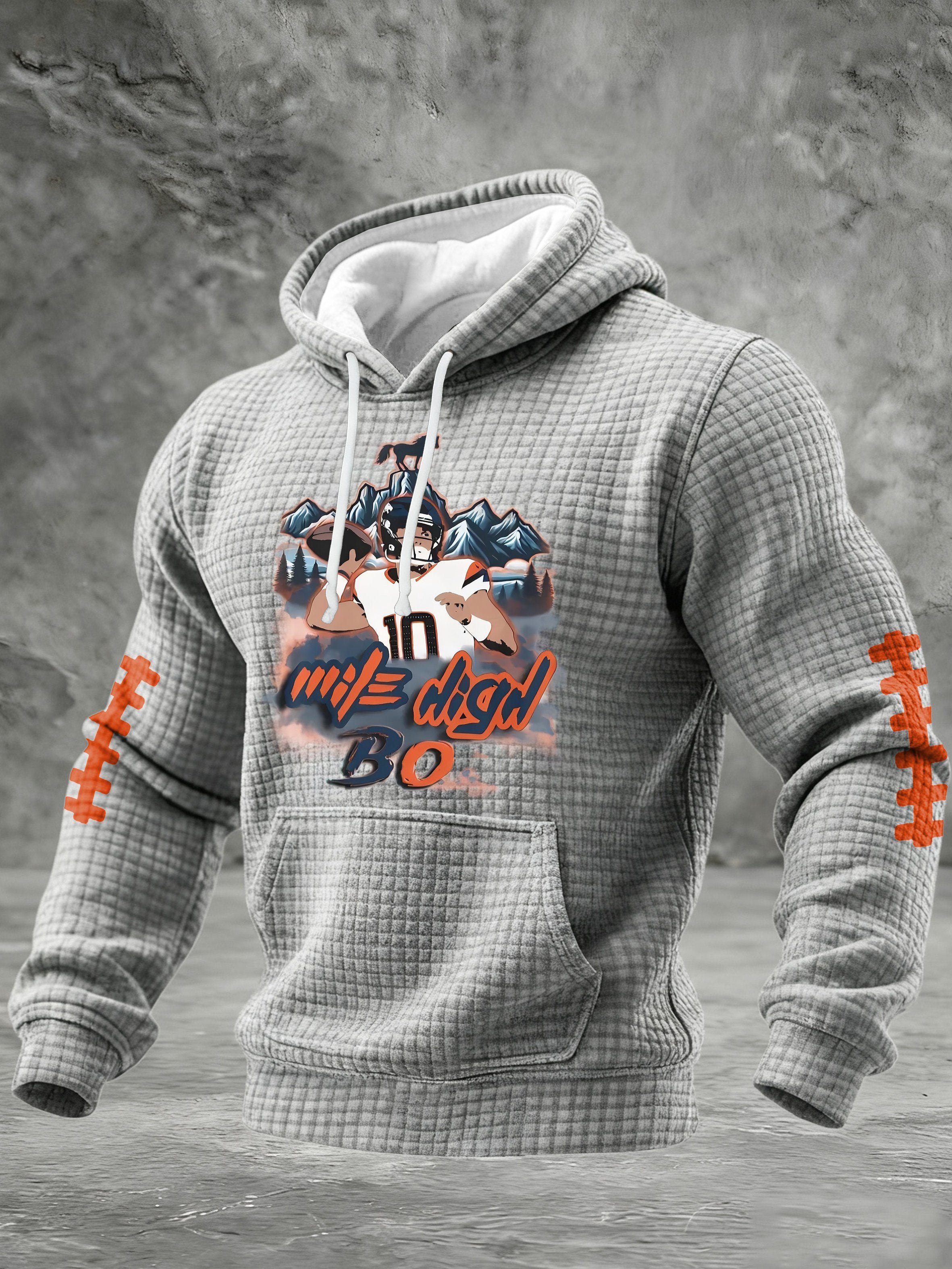 Men'S  Football Printed Hooded Sweatshirt