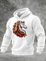 Men's Printed Checkered Fabric Hooded Sweatshirt