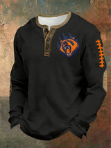 Men's Football Waffle-Knit Fabric Henley Shirt