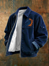 Men's rugby print corduroy casual jacket