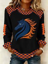 Women's Casual Rugby Print Long Sleeve Sweatshirt