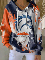 Women's Football Print Casual Hoodie