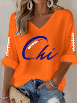 Women's Football print waffle T-shirt