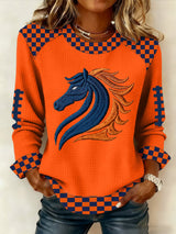 Women's Casual Rugby Print Long Sleeve Sweatshirt
