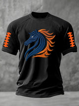 Men's rugby print short-sleeved T-shirt