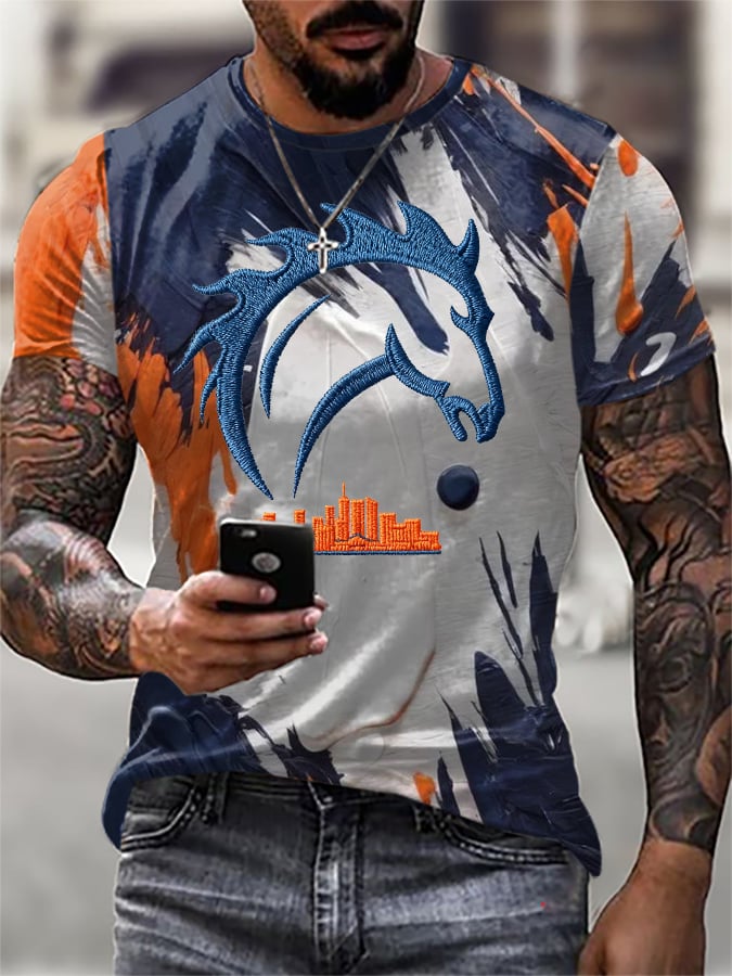 Men's Football Print Casual T-Shirt