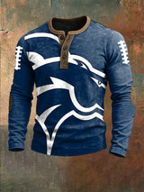 Men's Football Print Henley Top