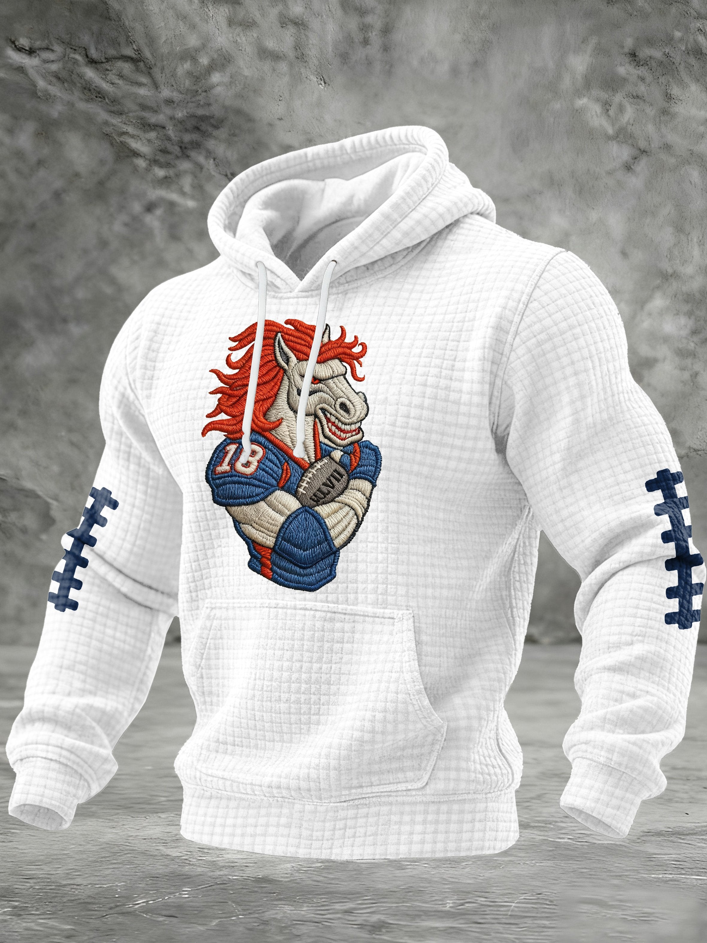 Men'S  Football Printed Hooded Sweatshirt