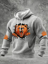 Men's Football Print Checkered Hooded Sweatshirt