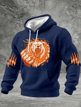 Men's Football Print Checkered Hooded Sweatshirt