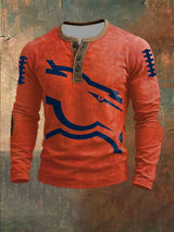 Men's Football Print Henley Top