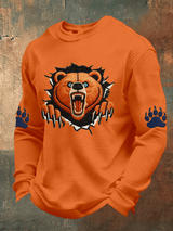 Men's Football Print Waffle Fabric Long-Sleeve T-Shirt