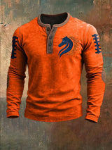 Men's Football Print Henley Top