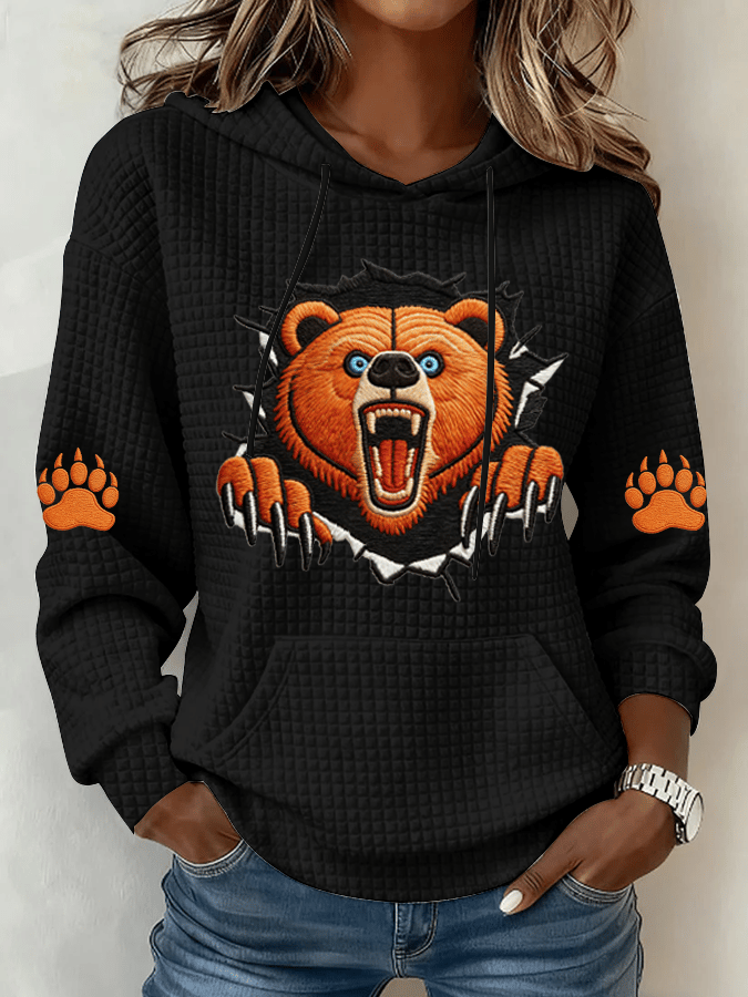 Women's Football Printed Waffle Fabric Hoodie