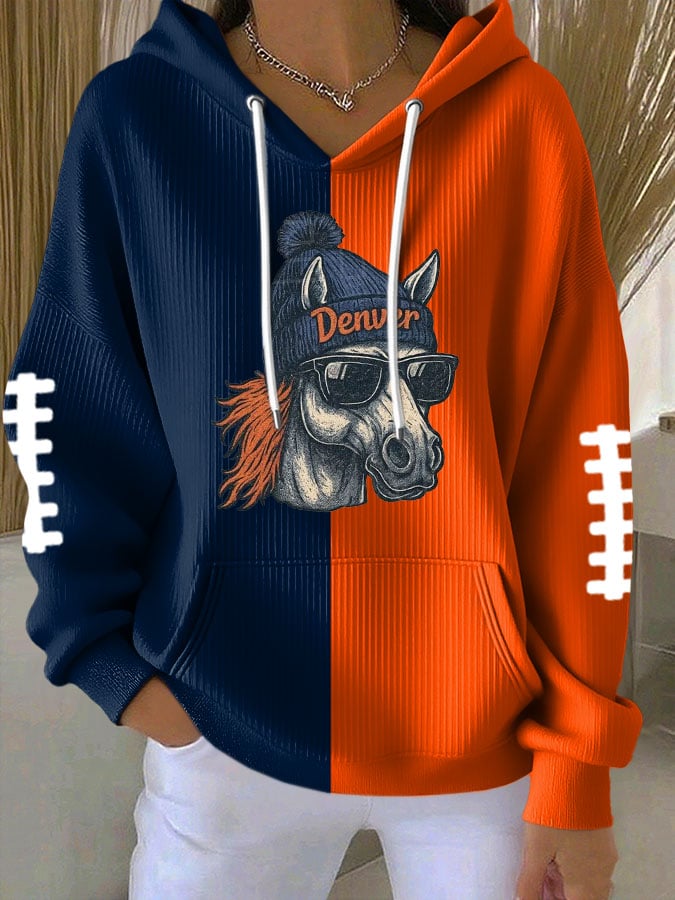 Women's Football Print Casual Hoodie