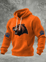 Men's Print Checkered Fabric Hooded Sweatshirt